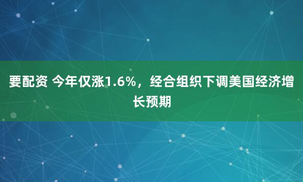 要配资 今年仅涨1.6%，经合组织下调美国经济增长预期